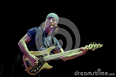 Deep Purple & Romanian Philarmonic Orchestra ,Roger Glover during the concert Editorial Stock Photo