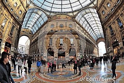 Milan, Italy - Piazza Duomo - Galleria Editorial Stock Photo