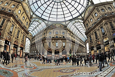 Milan, Italy - Piazza Duomo - Galleria Editorial Stock Photo