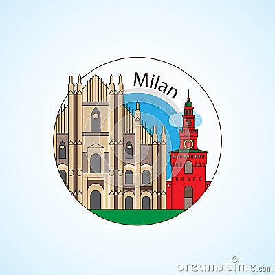 Milan Italy vector Detailed silhouette. Trendy vector Vector Illustration