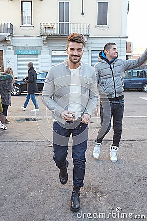 Mariano di Vaio before Diesel Black Gold fashion show, Milan Fashion Week street style on January 14, 2017 in Editorial Stock Photo