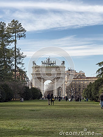 Milan: Arco della Pace Editorial Stock Photo