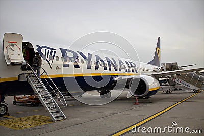 2020.12.27 Milan Malpensa Airport, Ryanair low cost airline flying to Italy Editorial Stock Photo