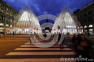 Milan,milano,castle square view and expogate Editorial Stock Photo