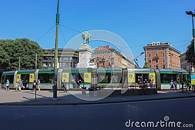 Milan modern electric tram Editorial Stock Photo
