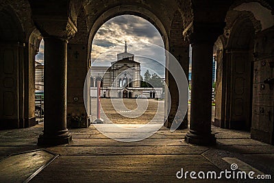 Milan monumental cemetery view from inside to outside in a cloudy day Stock Photo