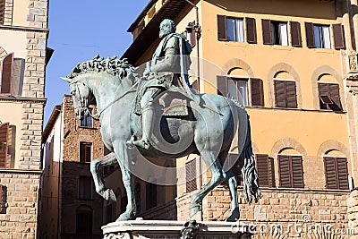 Milan StreetRiding a bronze statue, Cosimo S Stock Photo