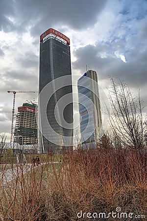 Milan, the three modern towers at Citylife Editorial Stock Photo