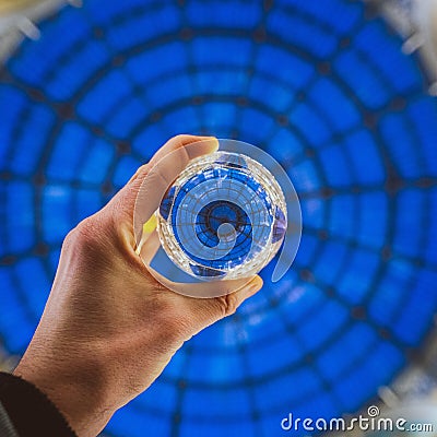 Milano Galleria through a glass ball, Italy Stock Photo
