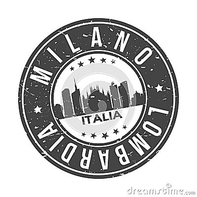 Milano Italia Europa Stamp Logo Icon Symbol Design Skyline City. Vector Illustration