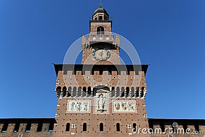 Milano,milan castello sforzesco torre del filarete Editorial Stock Photo