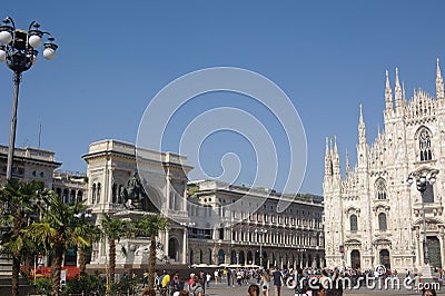 Milano Piazza del Duomo with palms Editorial Stock Photo