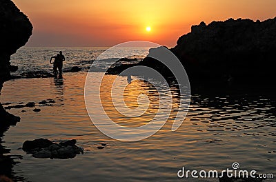 Milazzo - Tramonto alla Piscina di Venere Stock Photo