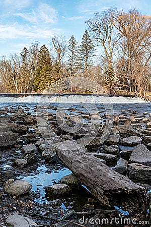 Mild Winter Kletzsch Park Waterfall Stock Photo