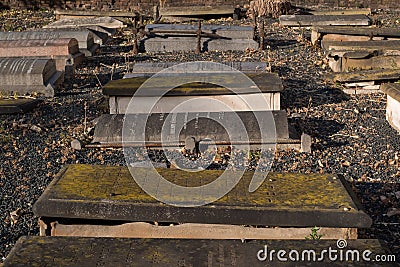 London UK, August 2018. Novo Cemetery at Queen Mary campus, University of London. Historic Sephardi Jewish burial ground in Mile E Editorial Stock Photo