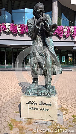 Miles Davis. Statue, monument. Poland. Kielce Editorial Stock Photo