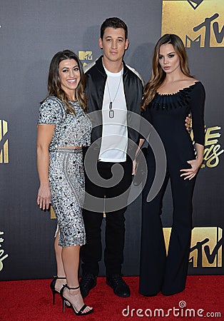 Miles Teller & Keleigh Sperry & Tracy Brennan Editorial Stock Photo