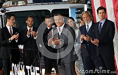 Miles Teller, Taylor Kitsch, Josh Brolin, Jeff Bridges, Jennifer Connelly, Dierks Bentley, Joseph Kosinski and James Badge Dale Editorial Stock Photo