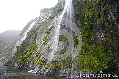 Milford Sound - fiord in the south west of New Zealand`s South Island within Fiordland National Park, Marine Reserve, and the Te W Stock Photo