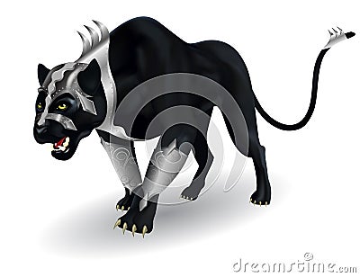 Militant black panther Vector Illustration