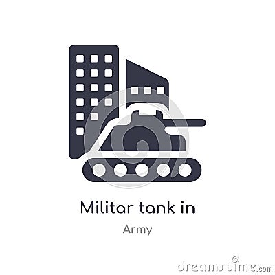 militar tank in city street icon. isolated militar tank in city street icon vector illustration from army collection. editable Vector Illustration