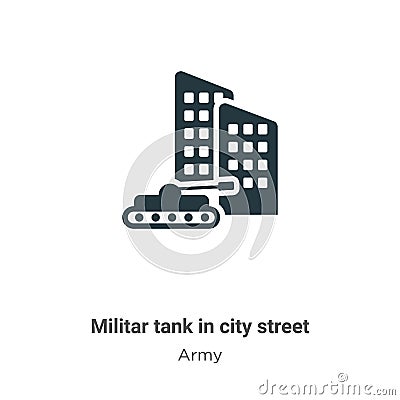 Militar tank in city street vector icon on white background. Flat vector militar tank in city street icon symbol sign from modern Vector Illustration