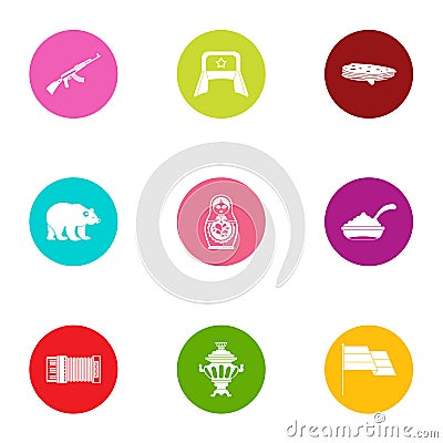 Military action icons set, flat style Vector Illustration