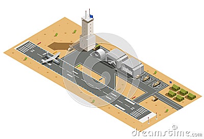 Military Air Base Isometric Composition Vector Illustration