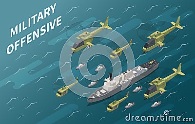 Military Air Forces Operation Isometric Vector Illustration