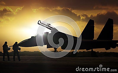 Military Aircraft at airfield on mission standby Stock Photo