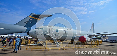 Military aircraft for display in Changi, Singapore Editorial Stock Photo