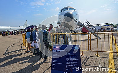 Military aircraft for display in Changi, Singapore Editorial Stock Photo