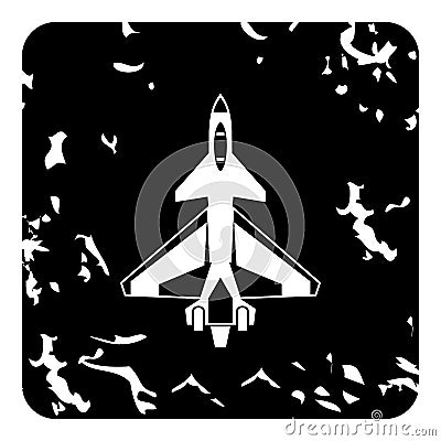 Military aircraft icon, grunge style Vector Illustration