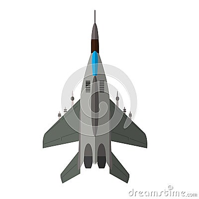 Military airplane top view Vector Illustration