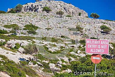 Military area no entry sign Stock Photo