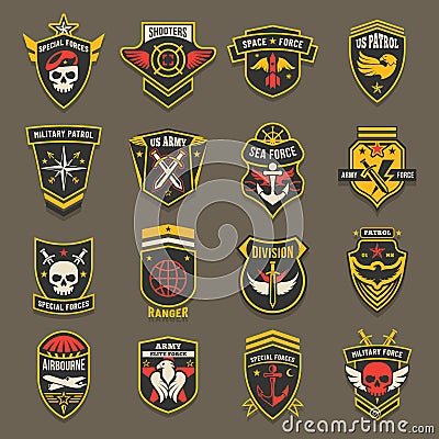 Military army chevrons, US patrol aviation forces Vector Illustration