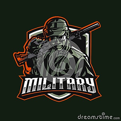 military army mascot logo gaming vector illustration soldier logo concept Vector Illustration