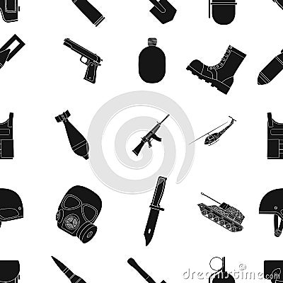 Military and army pattern icons in black style. Big collection of military and army vector symbol stock illustration Vector Illustration