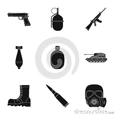 Military and army set icons in black style. Big collection of military and army vector symbol stock illustration Vector Illustration