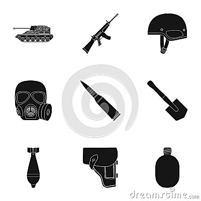 Military and army set icons in black style. Big collection of military and army vector symbol stock illustration Vector Illustration