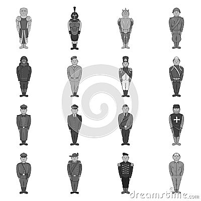 Military army soldiers uniform icons set Vector Illustration