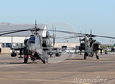 Military attack helicopters Stock Photo