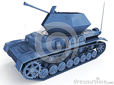 Military autonomous antiaircraft self-propelled system. 3d render. Stock Photo