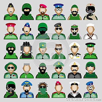 Military avatars Vector Illustration