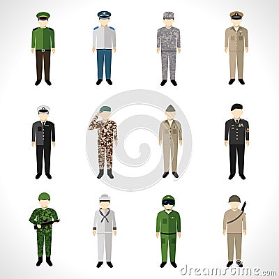 Military Avatars Set Vector Illustration
