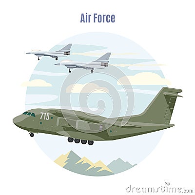 Military Aviation Concept Vector Illustration