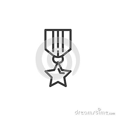 Military award medal line icon Vector Illustration