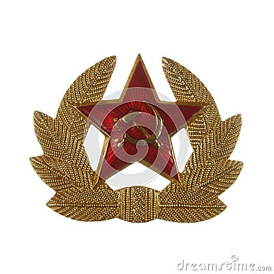 Military badge from the former Soviet Union Isolated on white ba Stock Photo