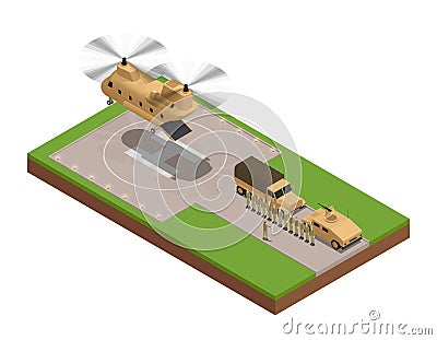 Military Base Isometric Composition Vector Illustration