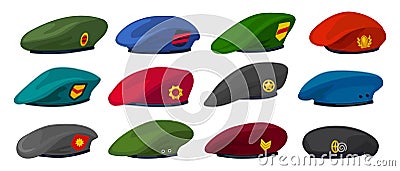 Military beret isolated cartoon set icon. Vector illustration army cap on white background.Cartoon set icon military Vector Illustration